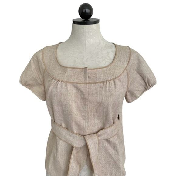 Nine West Jacket Cotton Linen Cap Sleeves Gold Size 2 - Picture 5 of 16